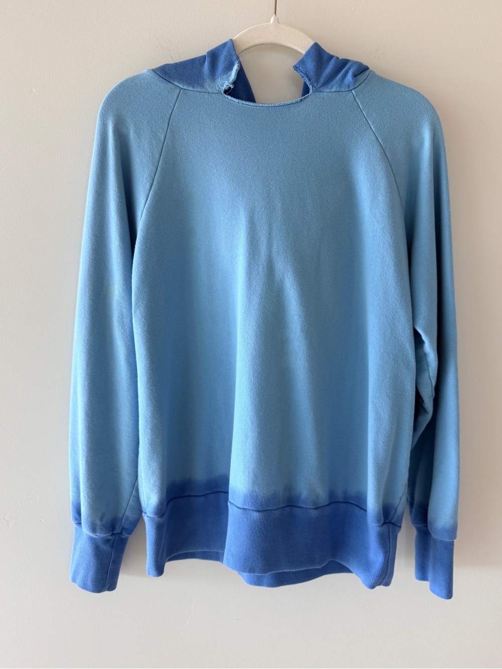 Warm Fun Distressed Ombre Pullover Hoodie Blue - Size M/L